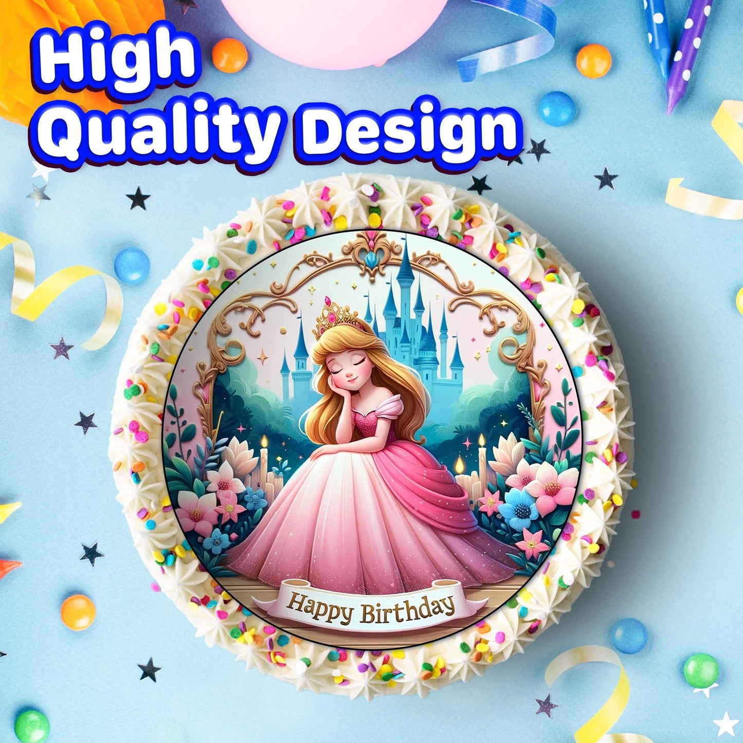 7.5 Inch Edible Cake Toppers Princess