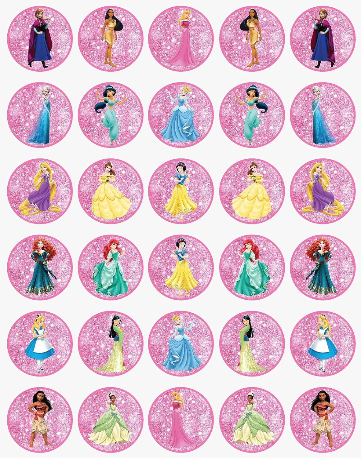 7.5x Inch Edible Cake Toppers – Princess Theme