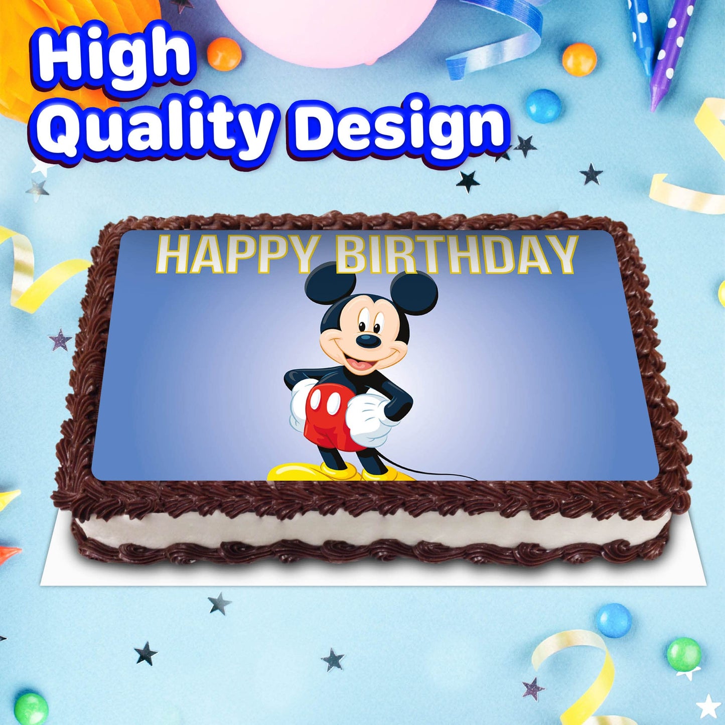 8.3 x 11.7 Inch Edible Square Cake Toppers Mickey Mouse