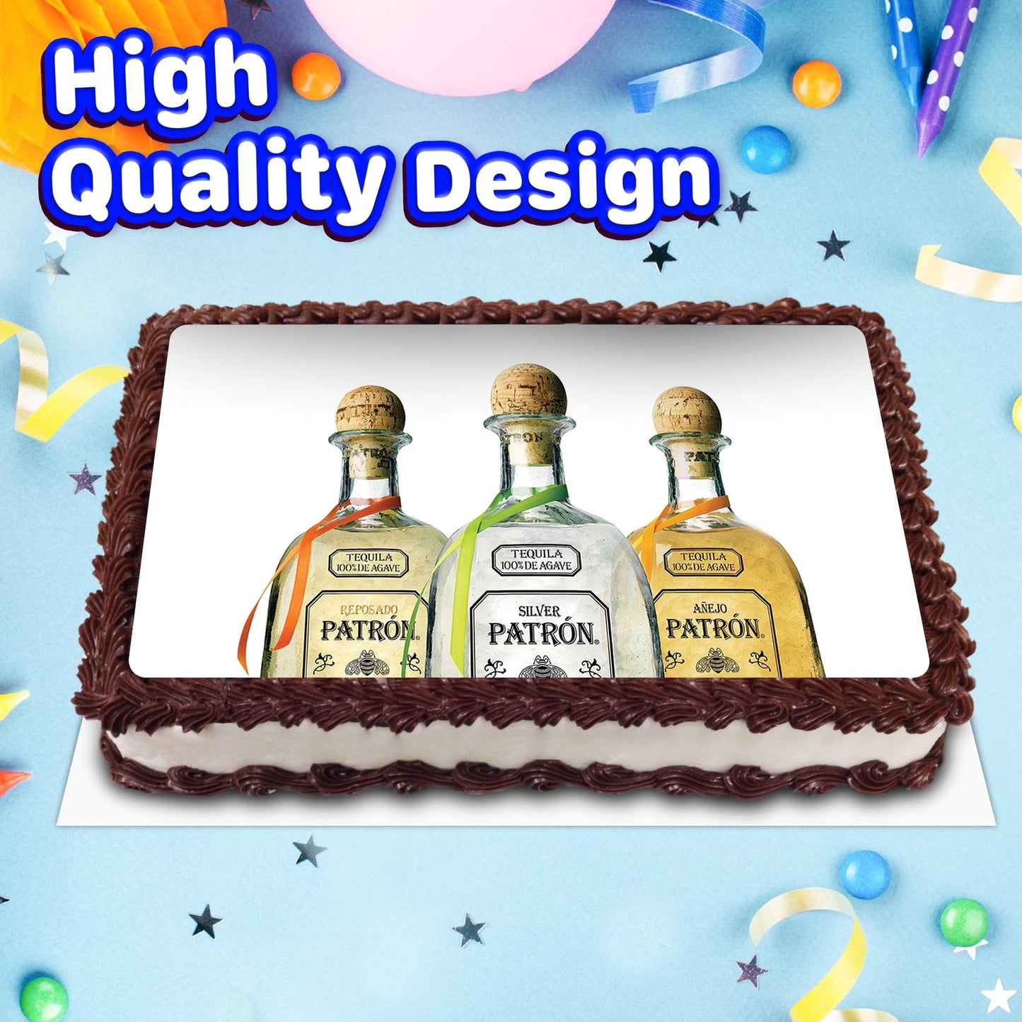 8.3 x 11.7 Inch Edible Square Cake Toppers Patron