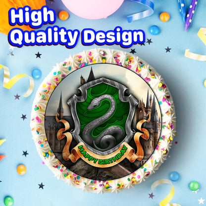 7.5 Inch Edible Cake Toppers – Magic School Logo Inspired Birthday Party Collection of Edible Cake Decorations