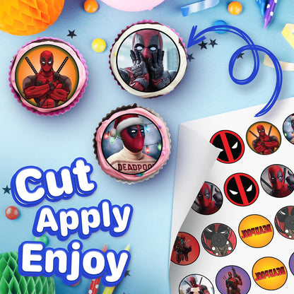 30x Wafer Paper deadpool Edible Cupcake Topper