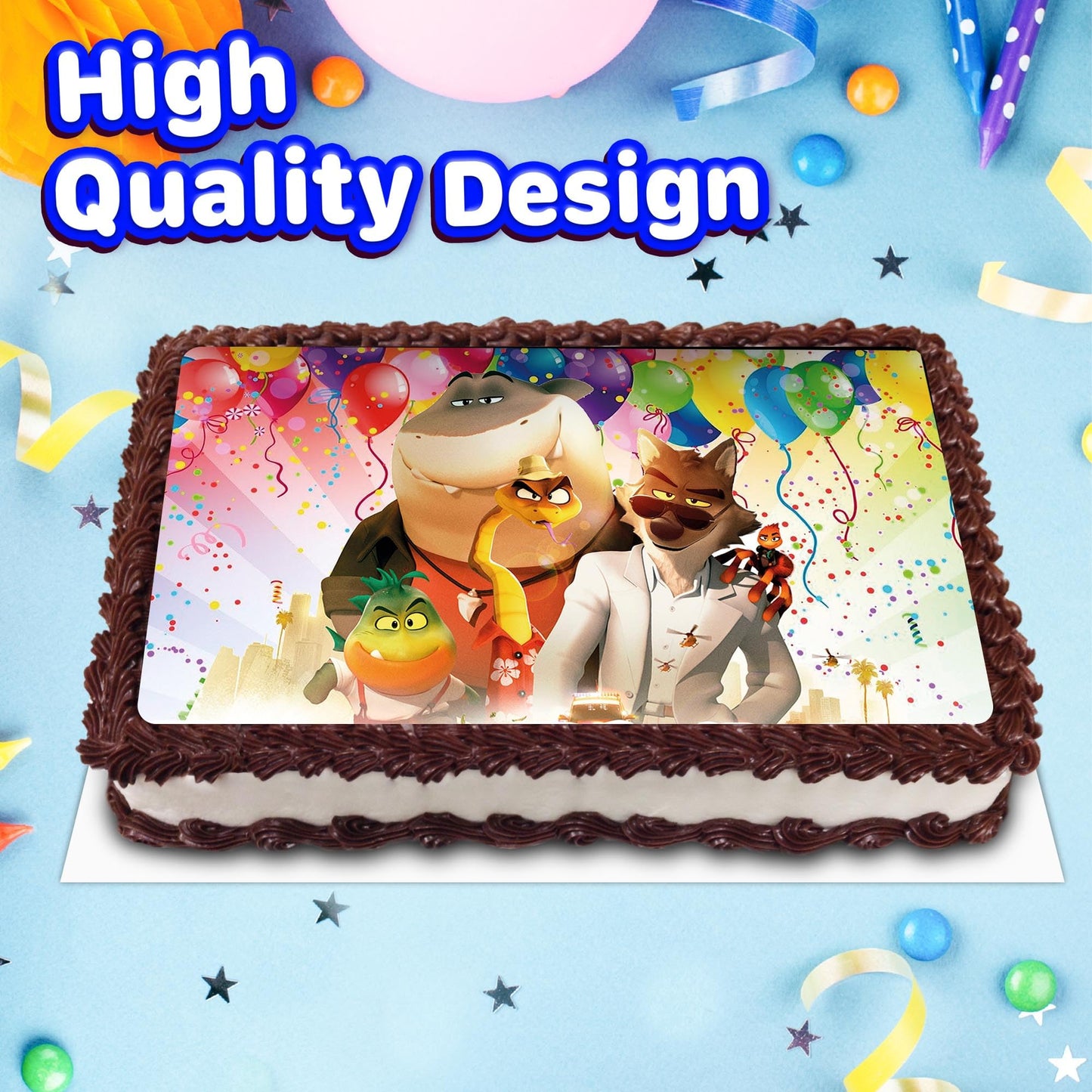 8.3 x 11.7 Inch Edible Square Cake Toppers Bad Guys