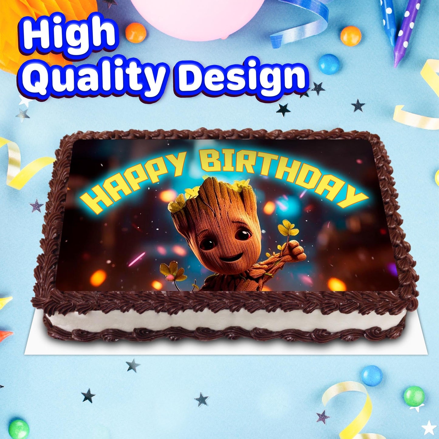 8.3 x 11.7 Inch Edible Square Cake Toppers Babay-Groot