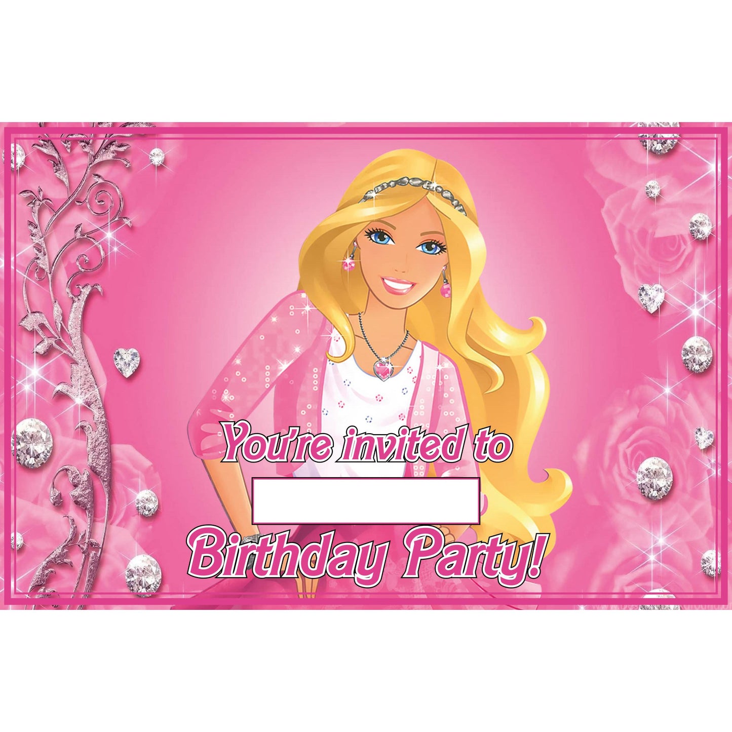 Set of 20 Barbie Birthday Invitation Cards & Envelopes