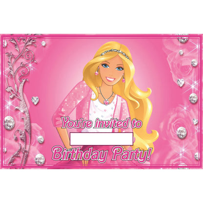 Set of 20 Barbie Birthday Invitation Cards & Envelopes