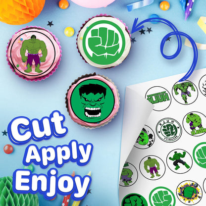 30x Wafer Paper Hulk Edible Cupcake Topper