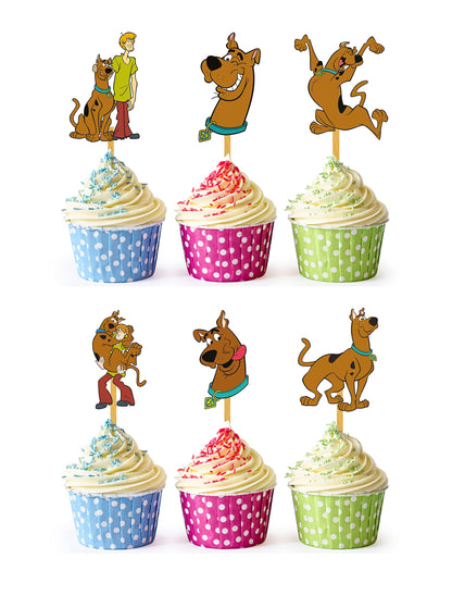 24x Mystery Pup Dog Cupcake Toppers – Strong Picks Happy Birthday Décor, Cupcake Decorations for Kids' Birthdays