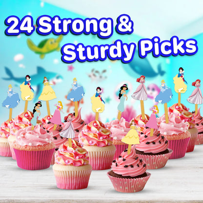 24x Cupcake Topper Picks (Princess)