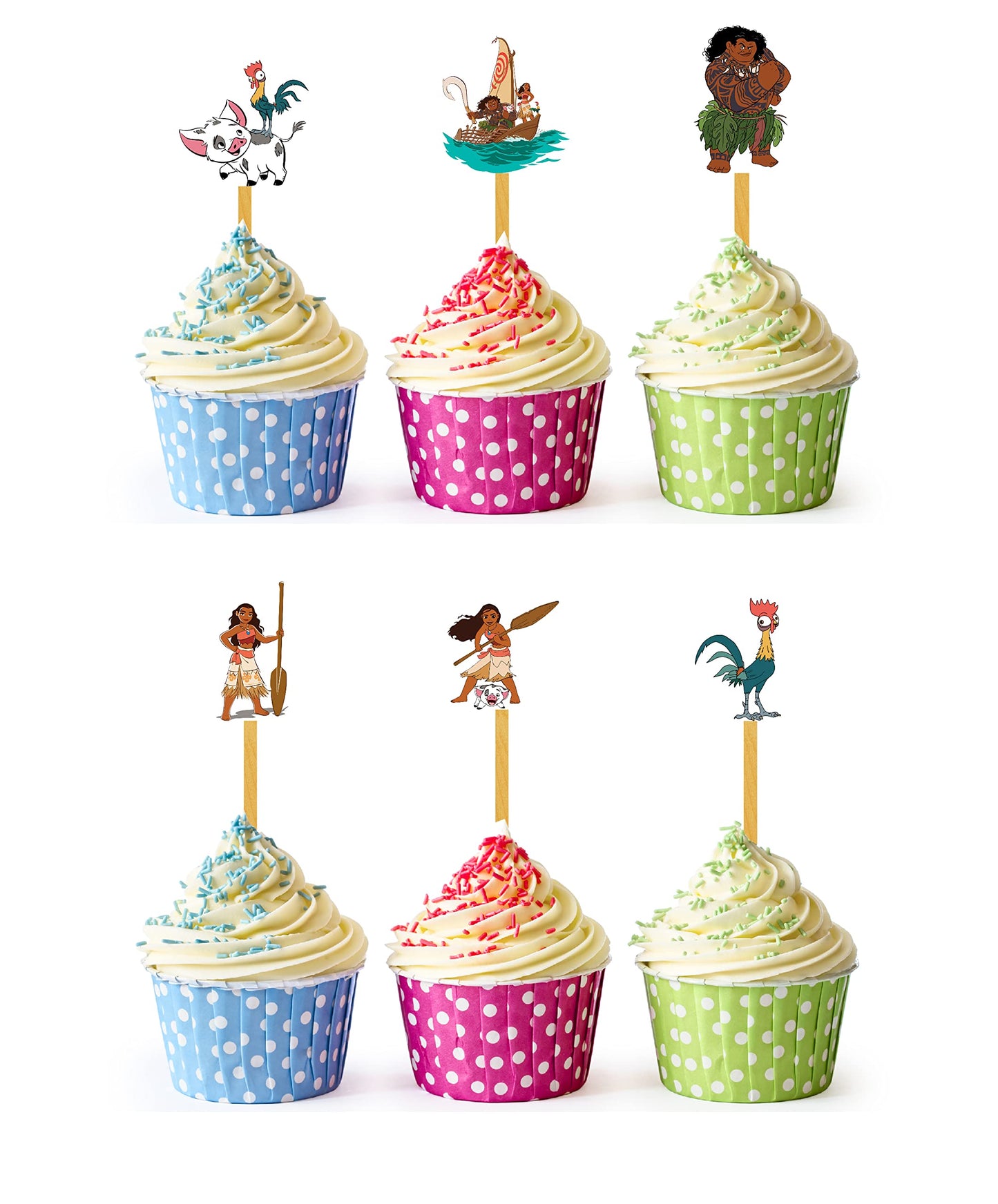 24pcs Island Adventure Cupcake Toppers for Birthday Party Cake Decoration Supplies