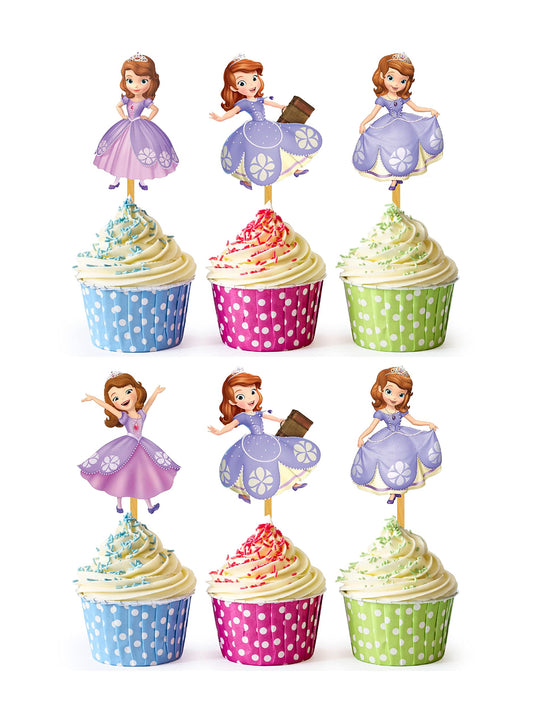 24x Royal Princess Cupcake Toppers – Strong Picks Happy Birthday Décor, Cupcake Decorations for Kids' Birthdays