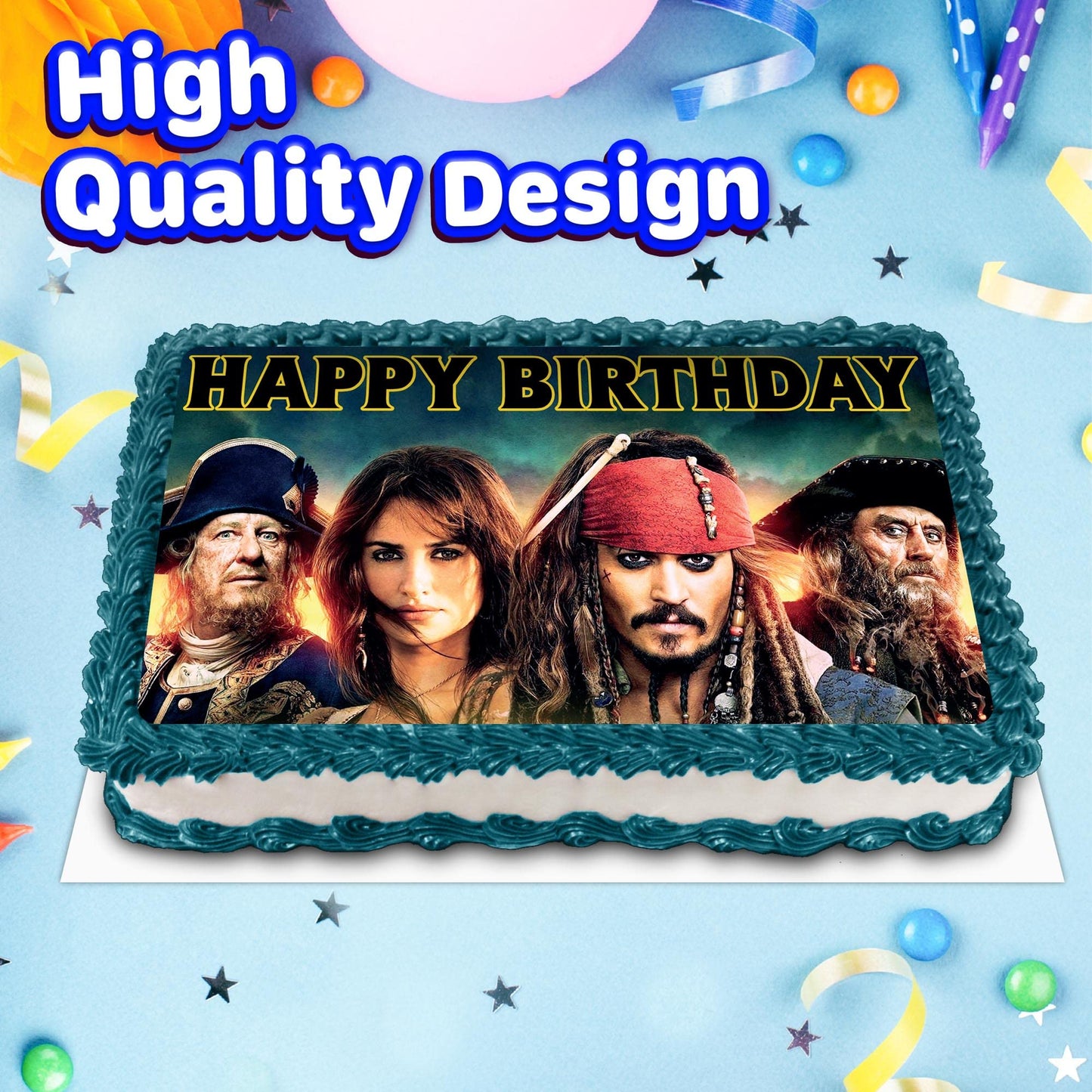 8.3 x 11.7 Inch Edible Square Cake Toppers Pirates Of The Caribbean