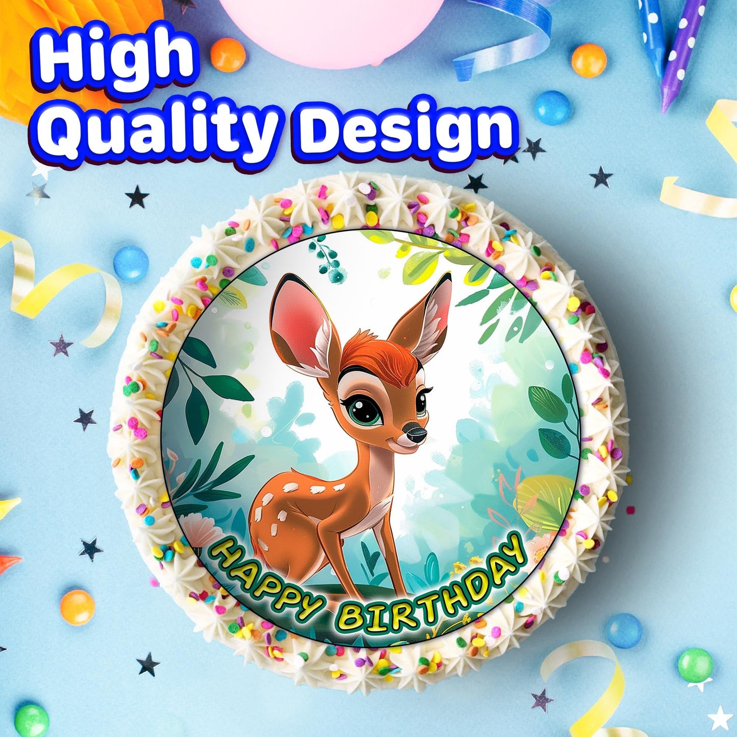 7.5x Inch Edible Cake Toppers – Bambi Themed Birthday Party Collection of Edible Cake Decorations