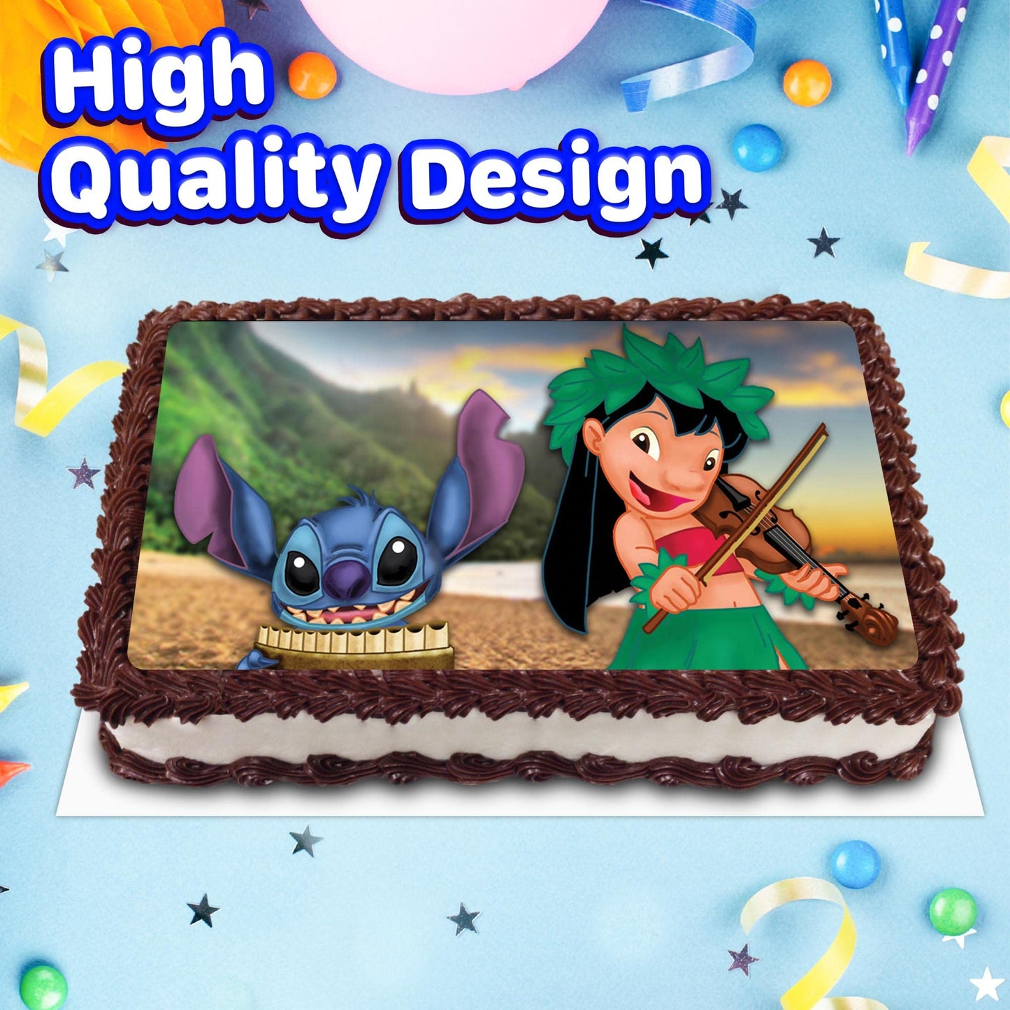 8.3 x 11.7 Inch Edible Square Cake Toppers Lilo And Stich