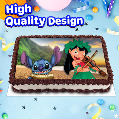 8.3 x 11.7 Inch Edible Square Cake Toppers Lilo And Stich