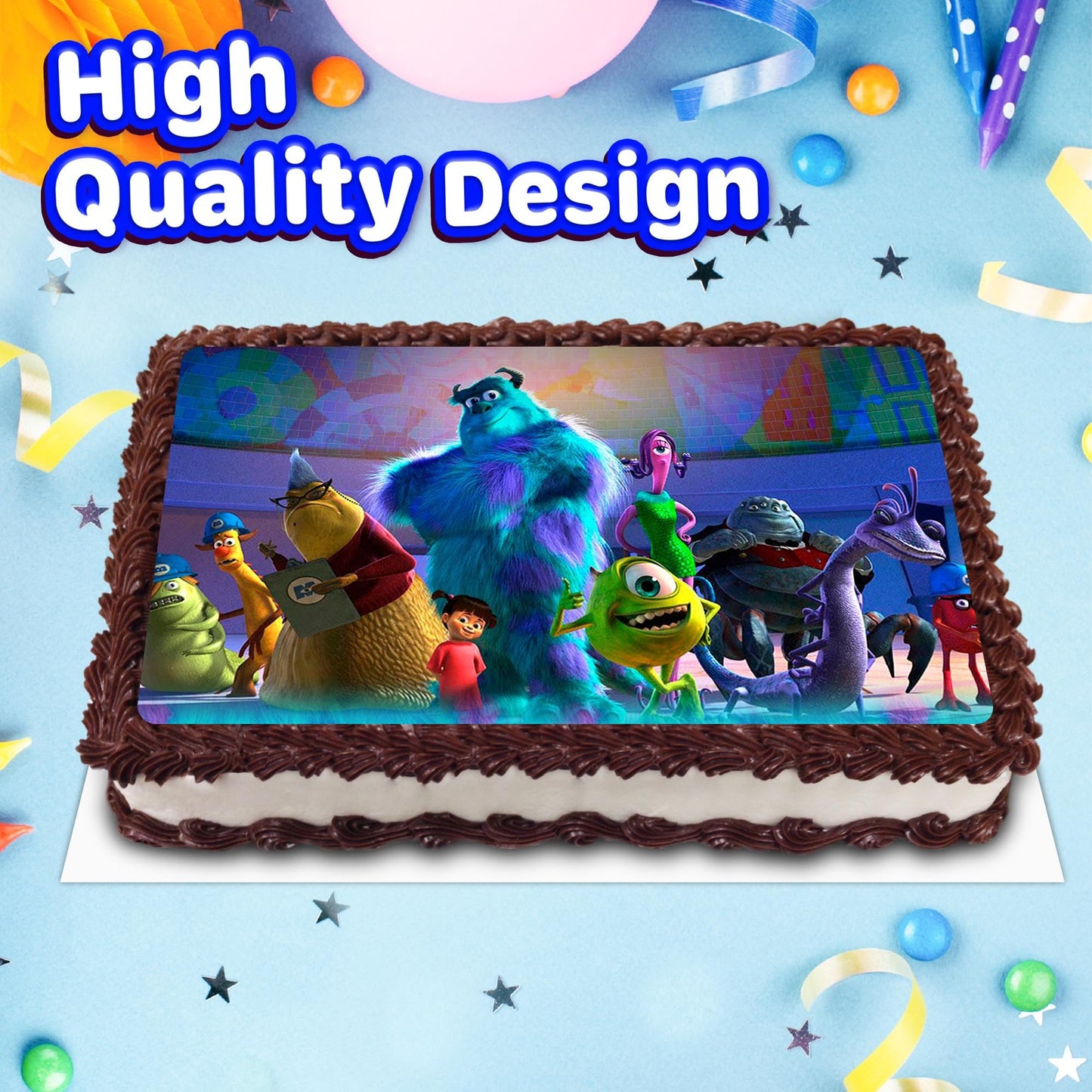 8.3 x 11.7 Inch Edible Square Cake Toppers Monster inc