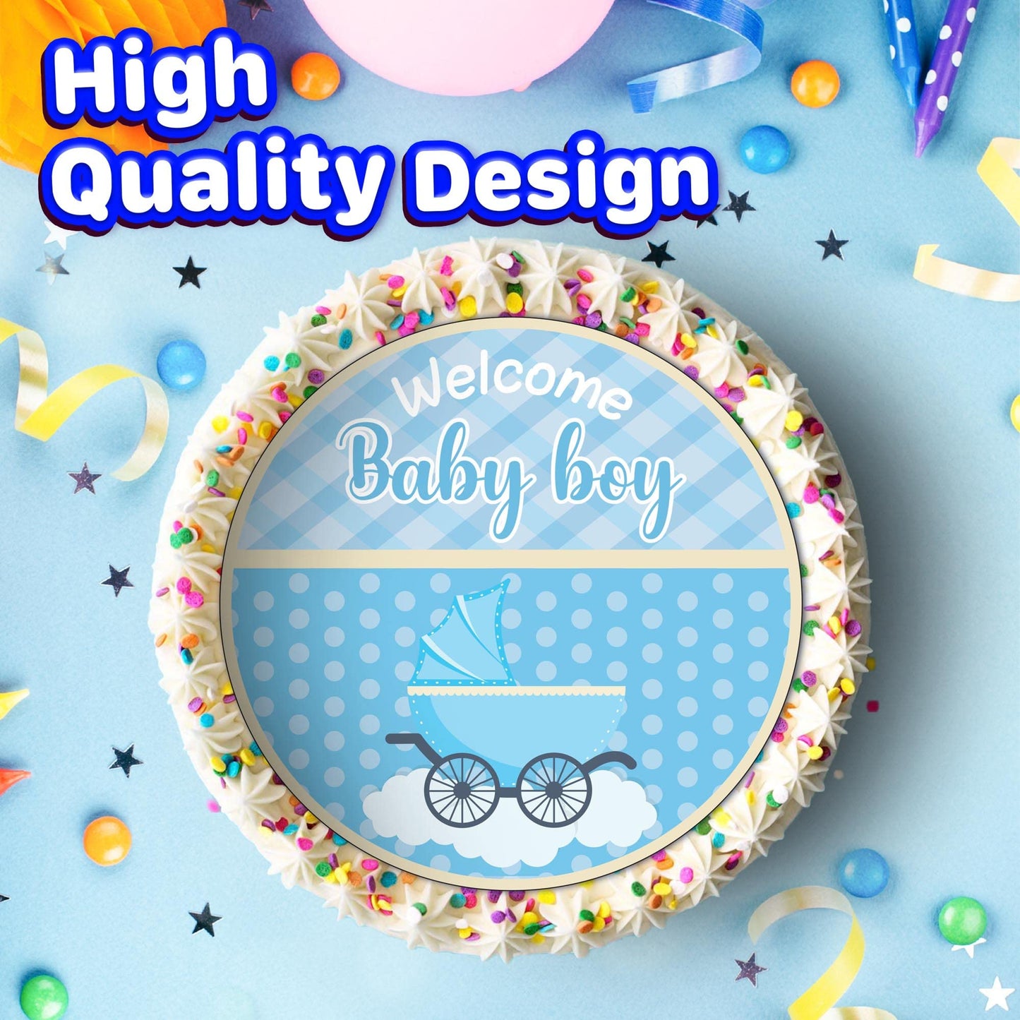 7.5 Inch Edible Cake Toppers Baby Shower