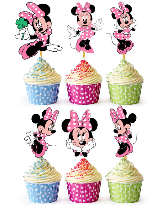 24x Mouse Kids Cupcake Toppers – Strong Picks Happy Birthday Décor, Cupcake Decorations for Kids' Birthdays