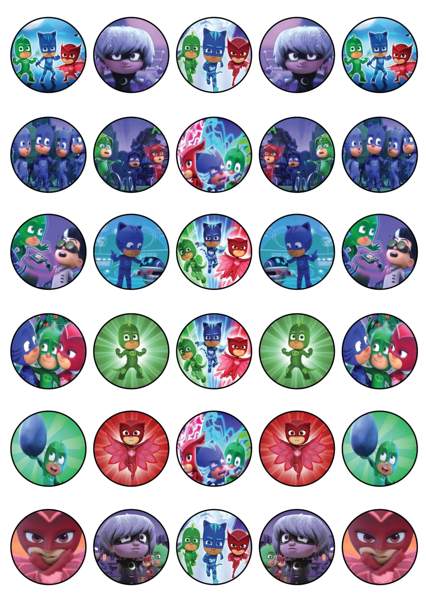 30x Wafer Paper pj masks Edible Cupcake Topper