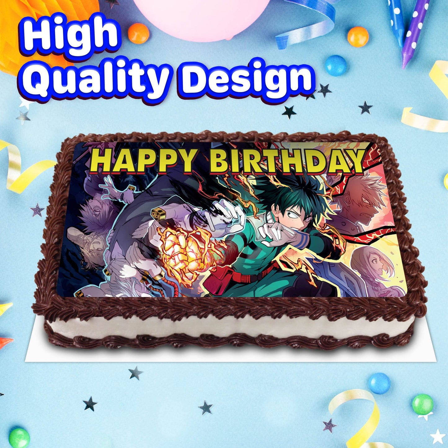 8.3 x 11.7 Inch Edible Square Cake Toppers My Hero Academy