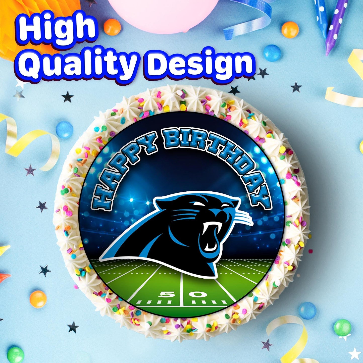 7.5 Inch Edible Cake Toppers Carolina Panthers