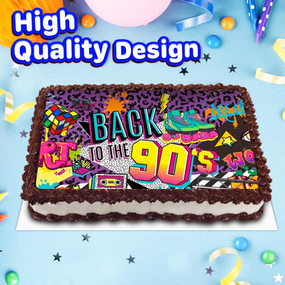 8.3 x 11.7 Inch Edible Square Cake Toppers 90 Retro