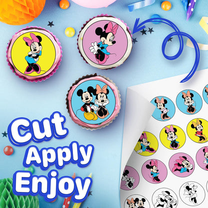 30x Wafer Paper Minne mouse Edible Cupcake Topper