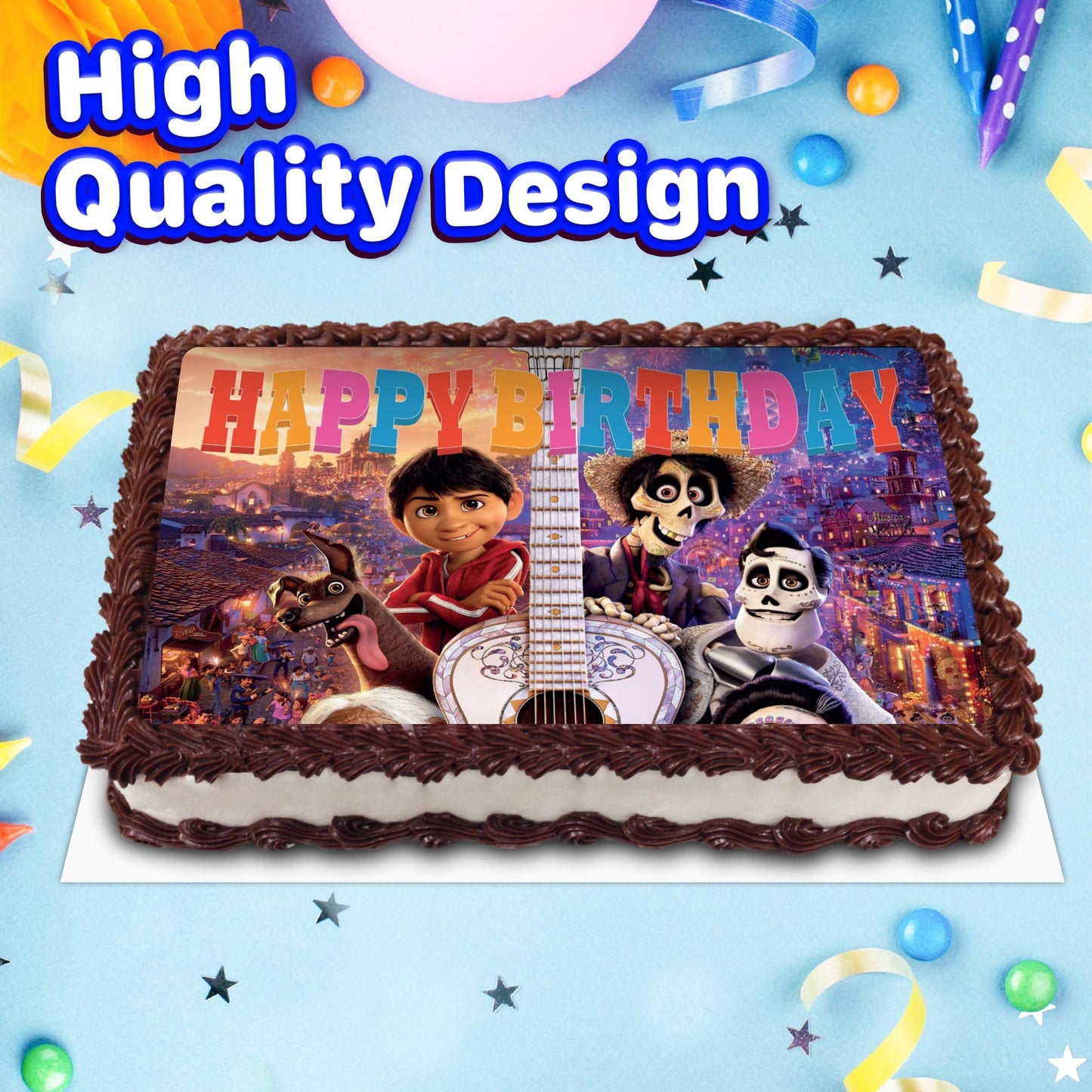 8.3 x 11.7 Inch Edible Square Cake Toppers Coco