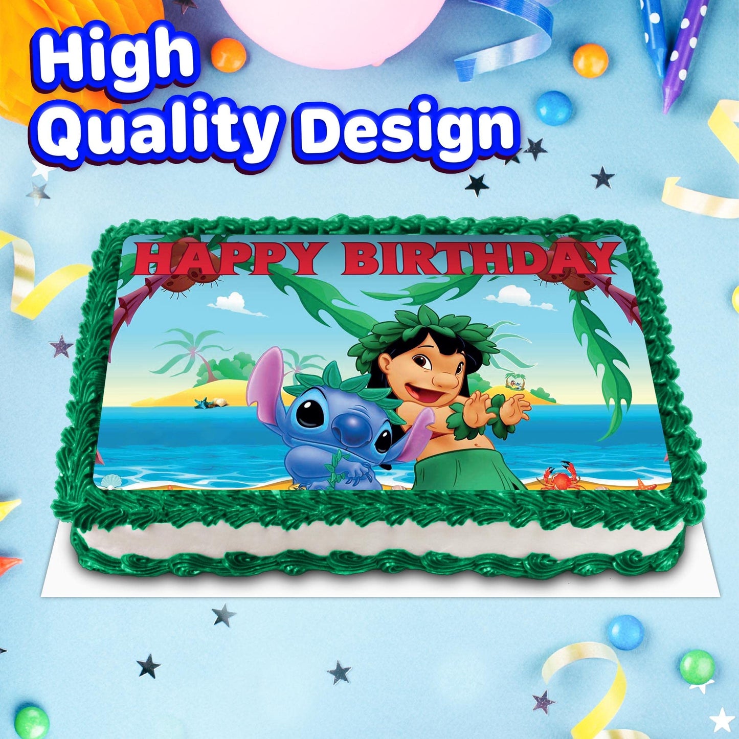 8.3 x 11.7 Inch Edible Square Cake Toppers Lilo And Stich