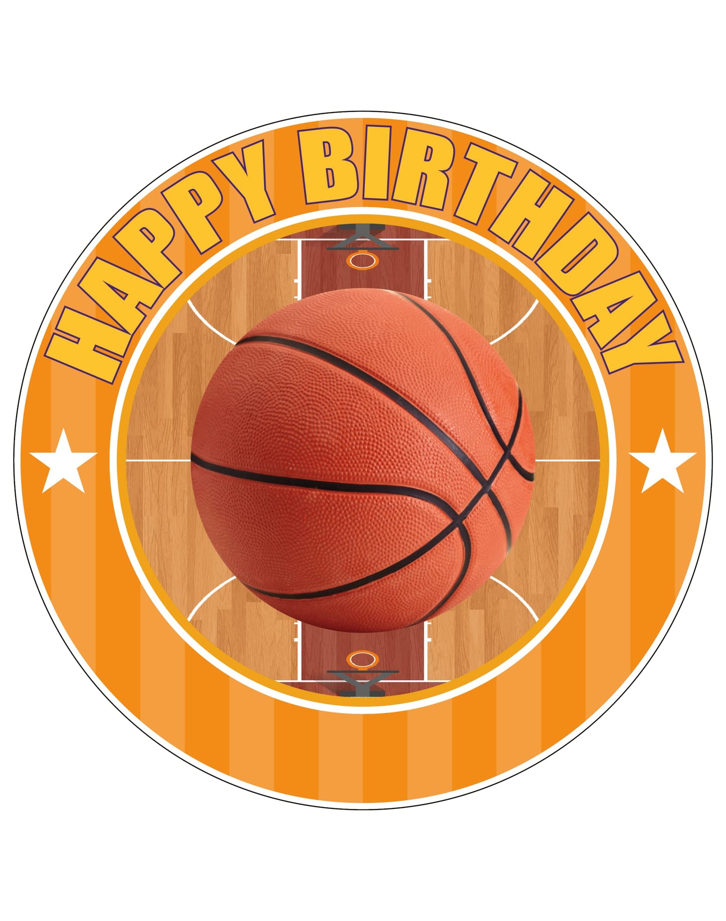 7.5 Inch Edible Cake Toppers Sport Basket Ball