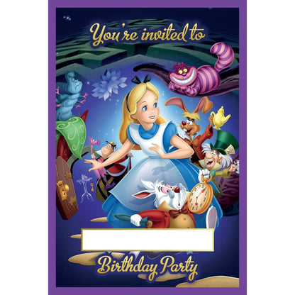 Set of 20 Alice in Wonderland Birthday Invitation Cards & Envelopes