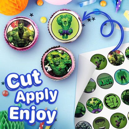 30x Wafer Paper Hulk Edible Cupcake Topper