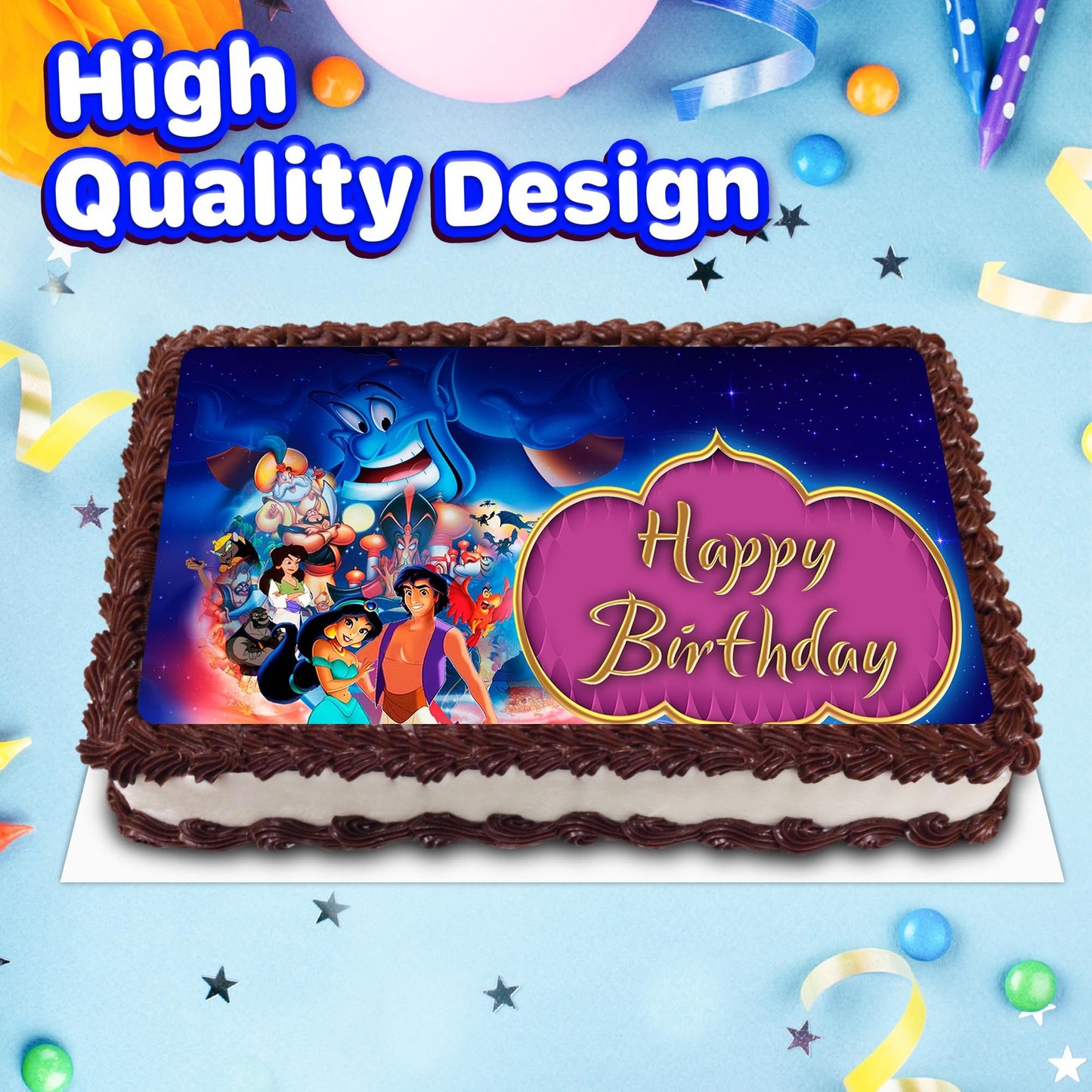 8.3 x 11.7 Inch Edible Square Cake Toppers Aladdin