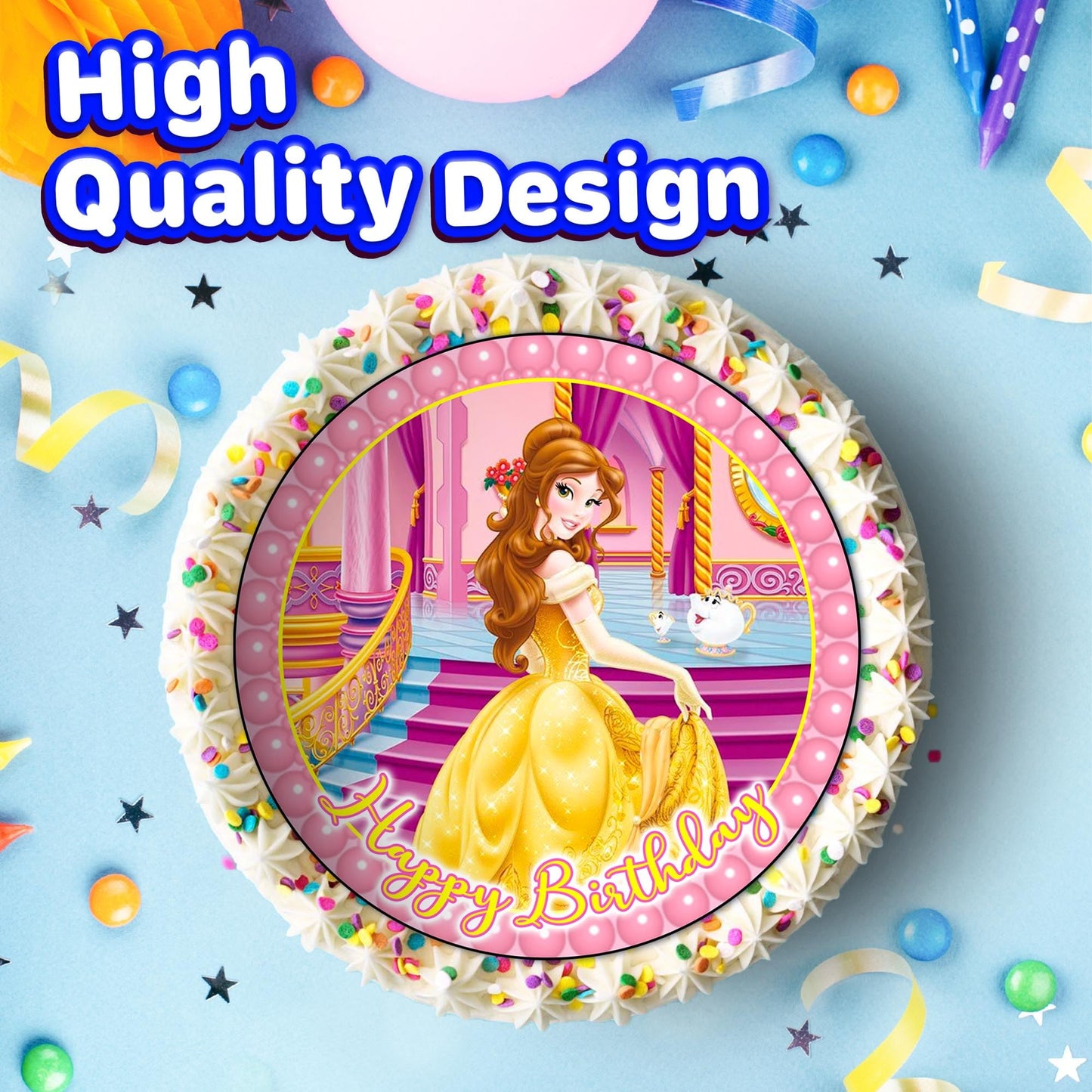 7.5 Inch Edible Cake Toppers Princess Belle