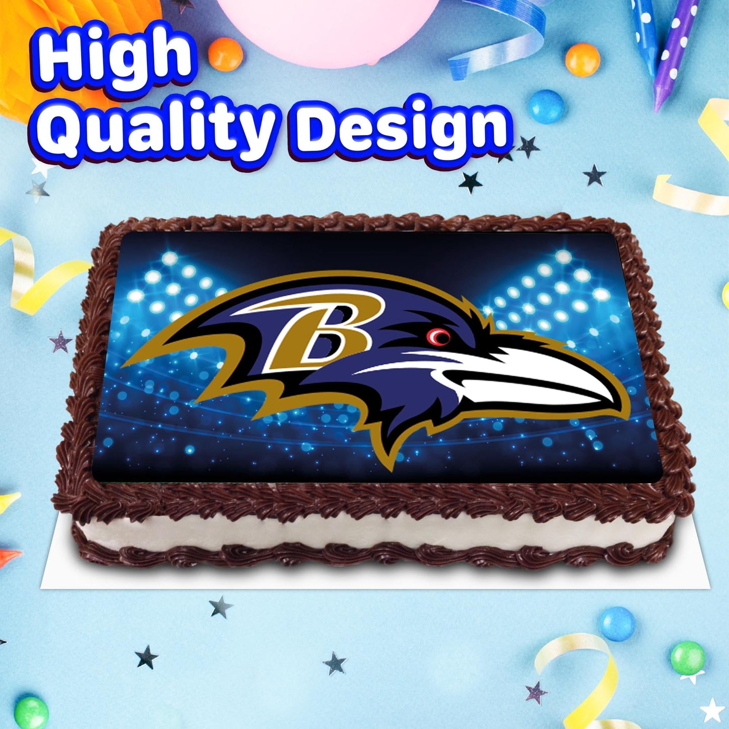 8.3 x 11.7 Inch Edible Square Cake Toppers Baltimore Ravens