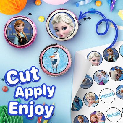 30x Wafer Paper Frozen Edible Cupcake Topper