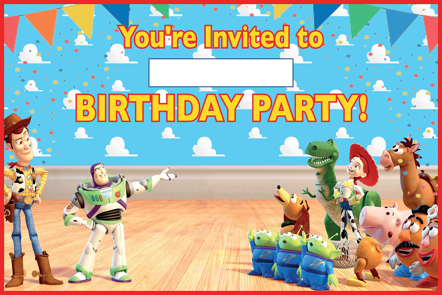 Set of 20 Toy Story Birthday Invitation Cards & Envelopes