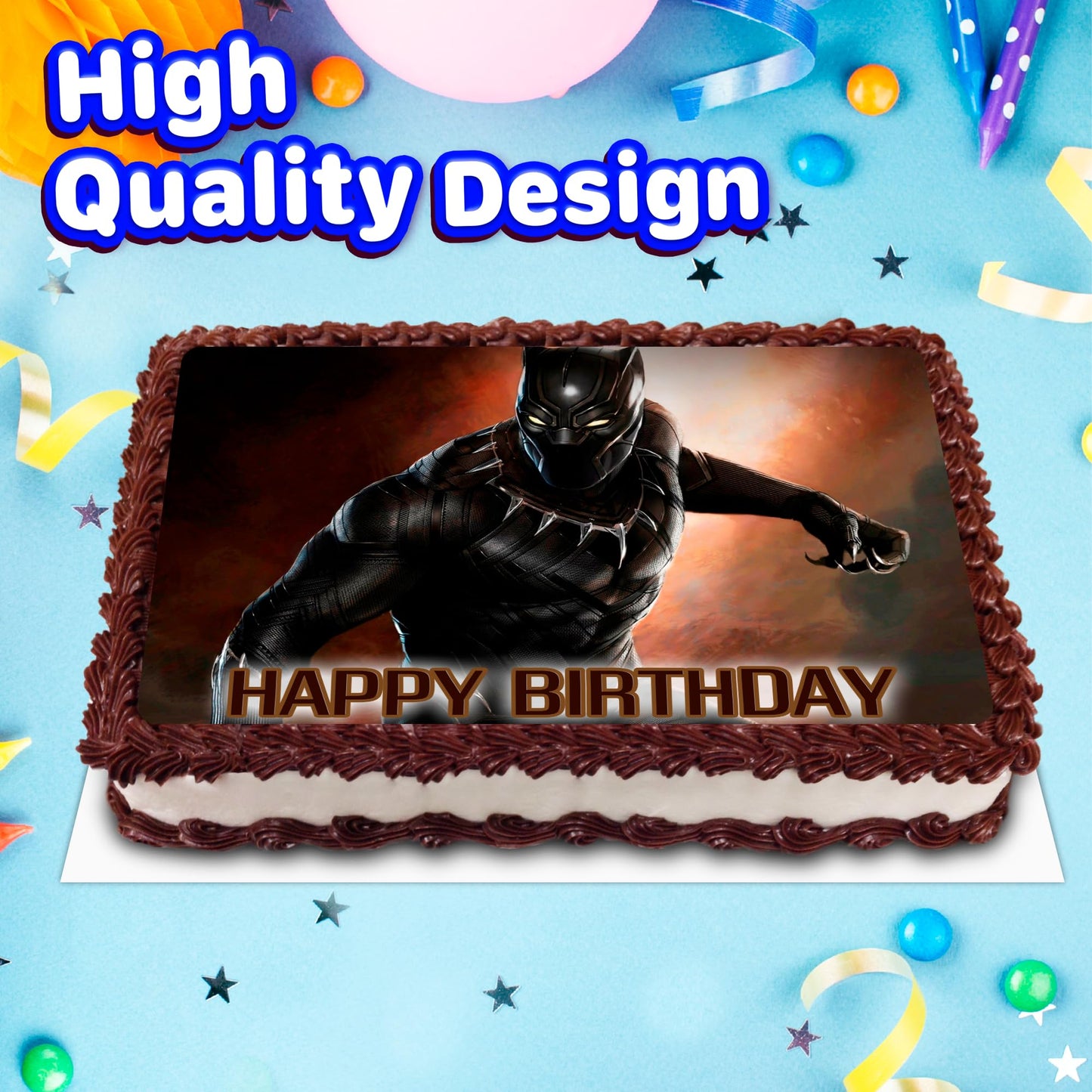 8.3 x 11.7 Inch Edible Square Cake Toppers Black Panther