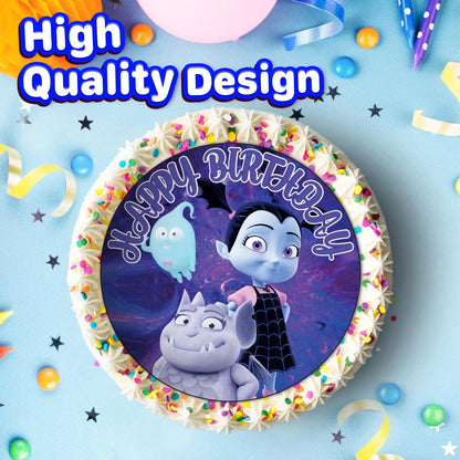 7.5 Inch Vampirina Cake Topper – Round Edible Birthday Cake Decorations, Happy Birthday Cake