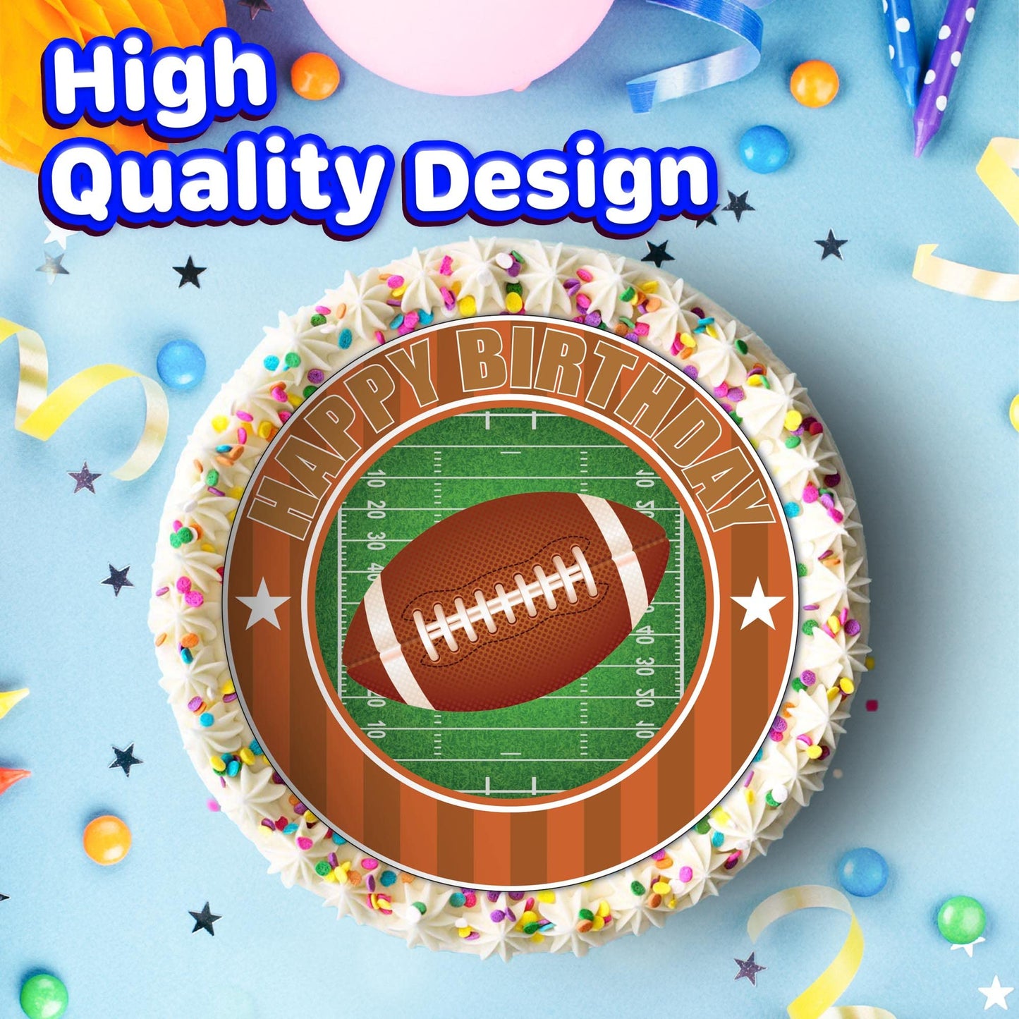 7.5 Inch Edible Cake Toppers Sport Football