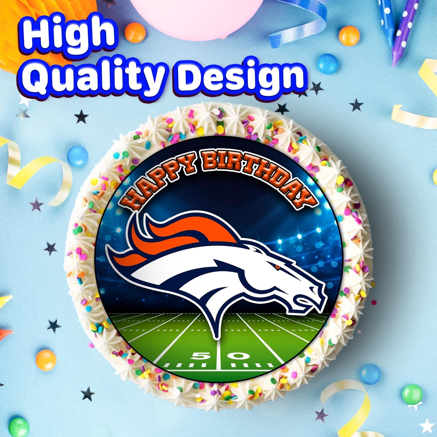 7.5 Inch Edible Cake Toppers Denver Broncos