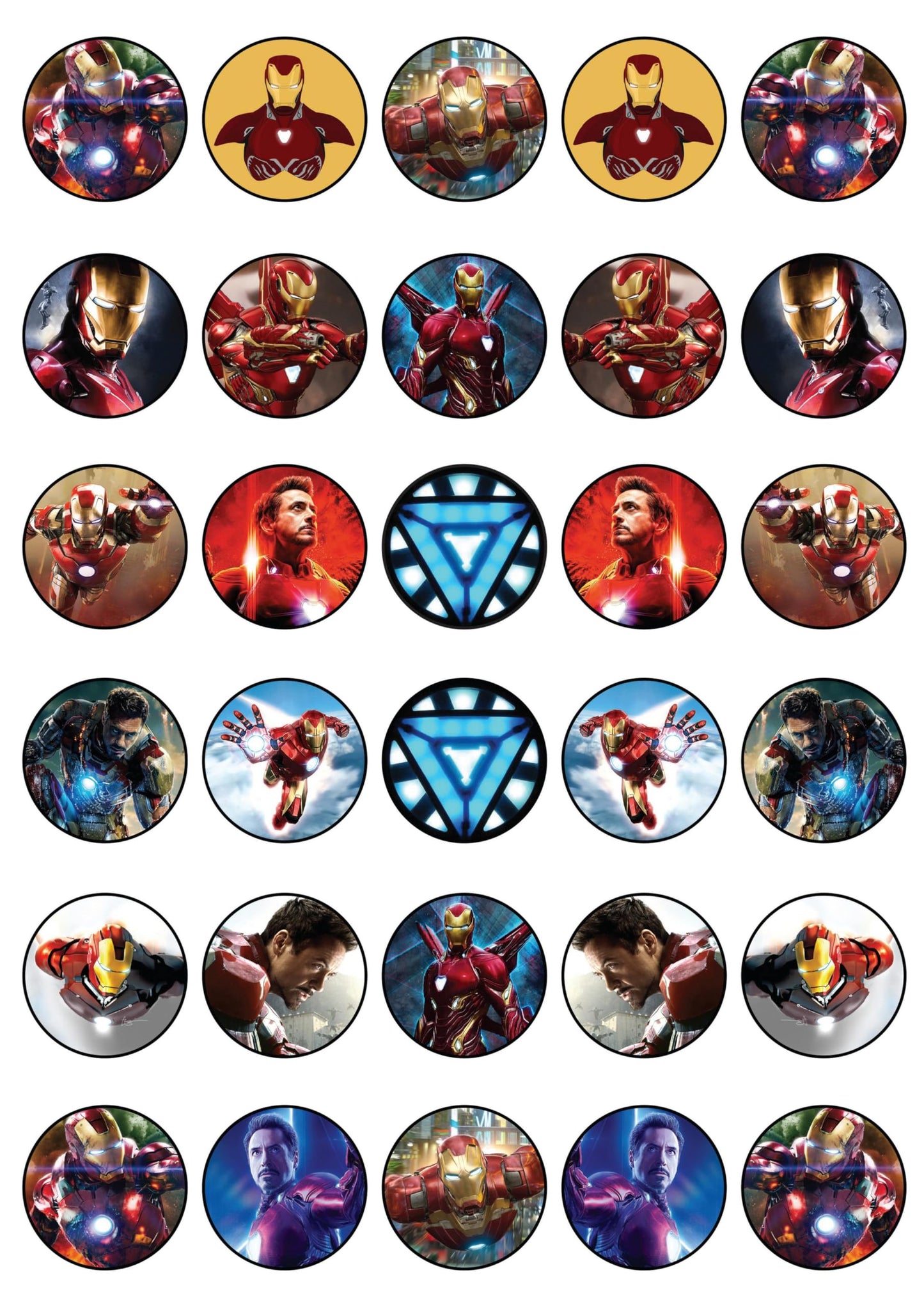 30x Wafer Paper Iron Man Edible Cupcake Topper