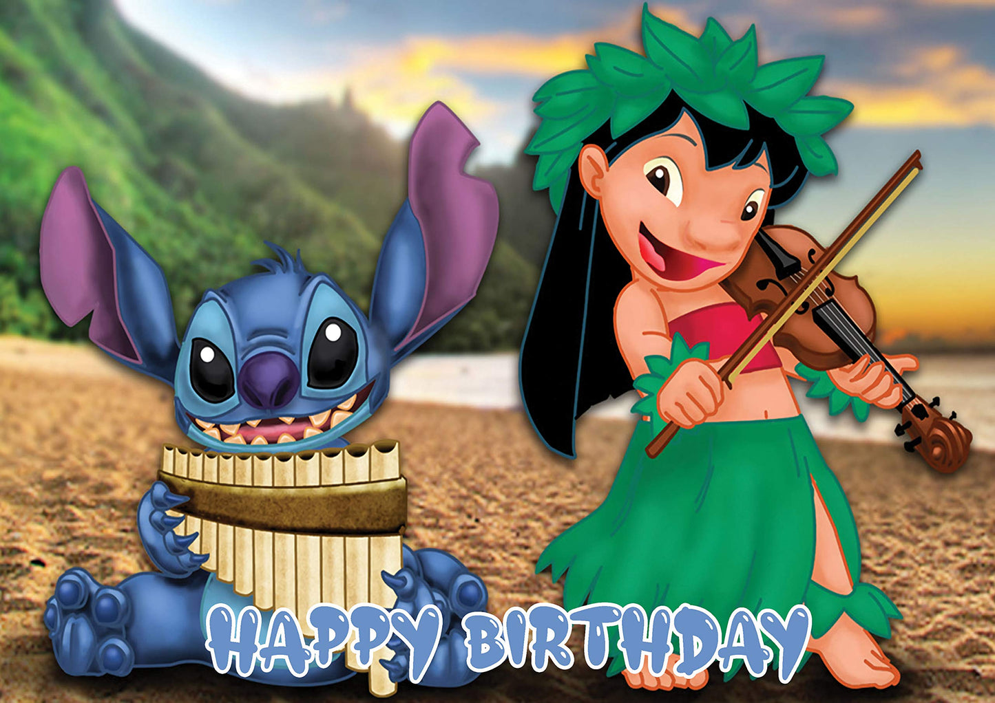 8.3 x 11.7 Inch Edible Square Cake Toppers Lilo And Stich