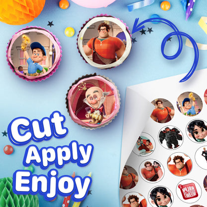 30x Wafer Paper Wreck It Ralph Edible Cupcake Topper