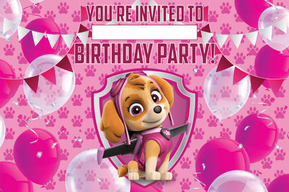 Set of 20 Paw patrol Birthday Invitation Cards & Envelopes