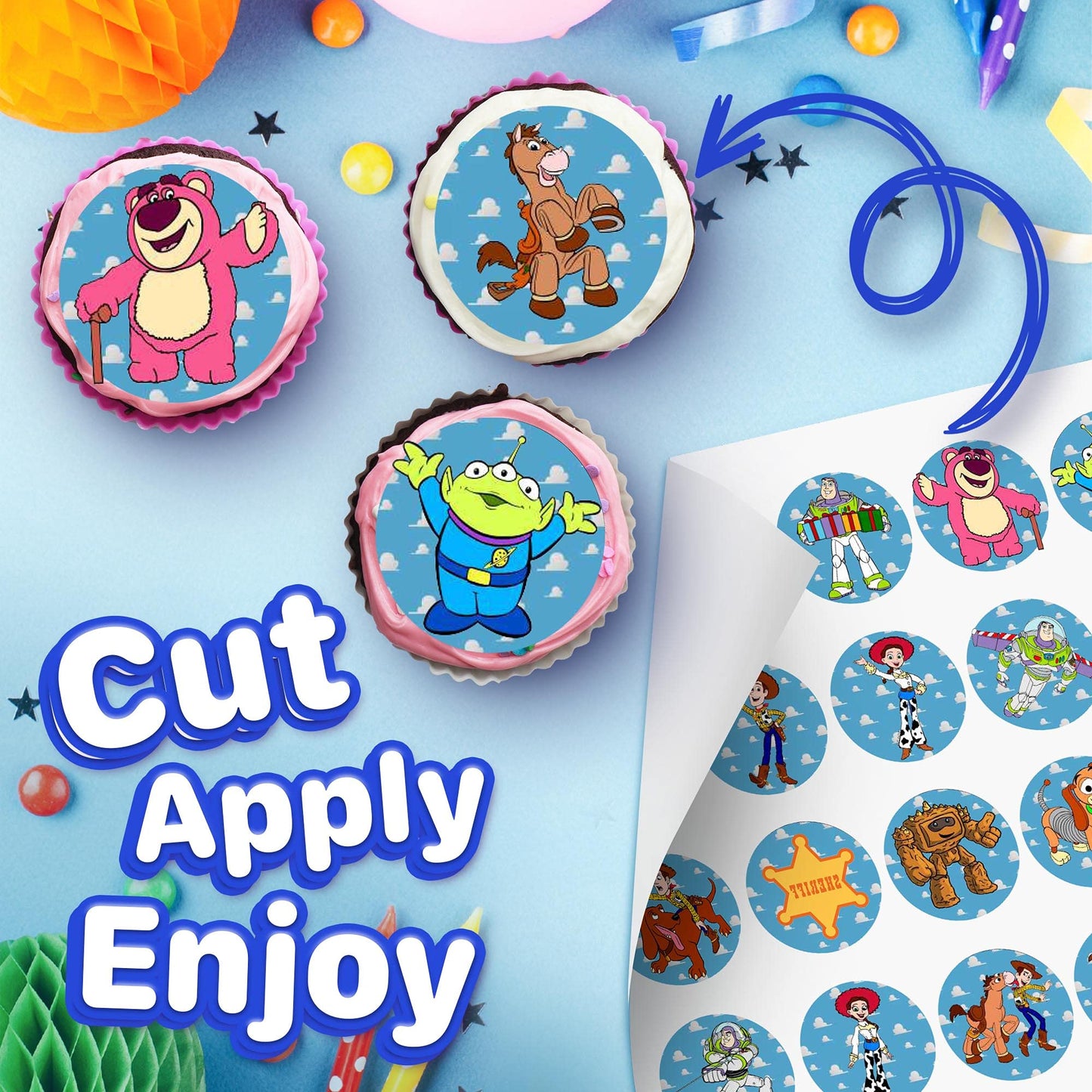 30x Wafer Paper Toy Story Edible Cupcake Topper