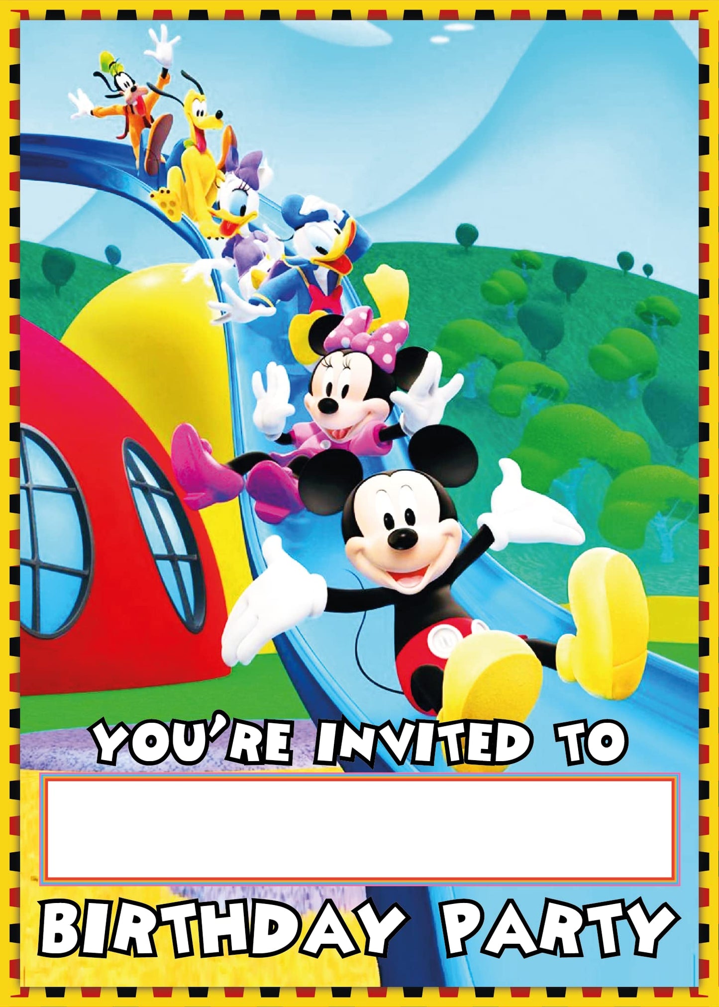 Set of 20 Mickey Mouse Birthday Invitation Cards & Envelopes