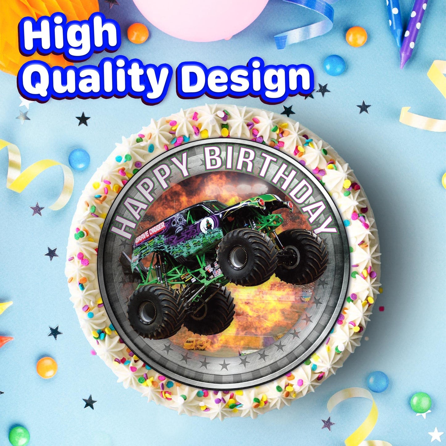 7.5 Inch Edible Cake Toppers Monster Jam