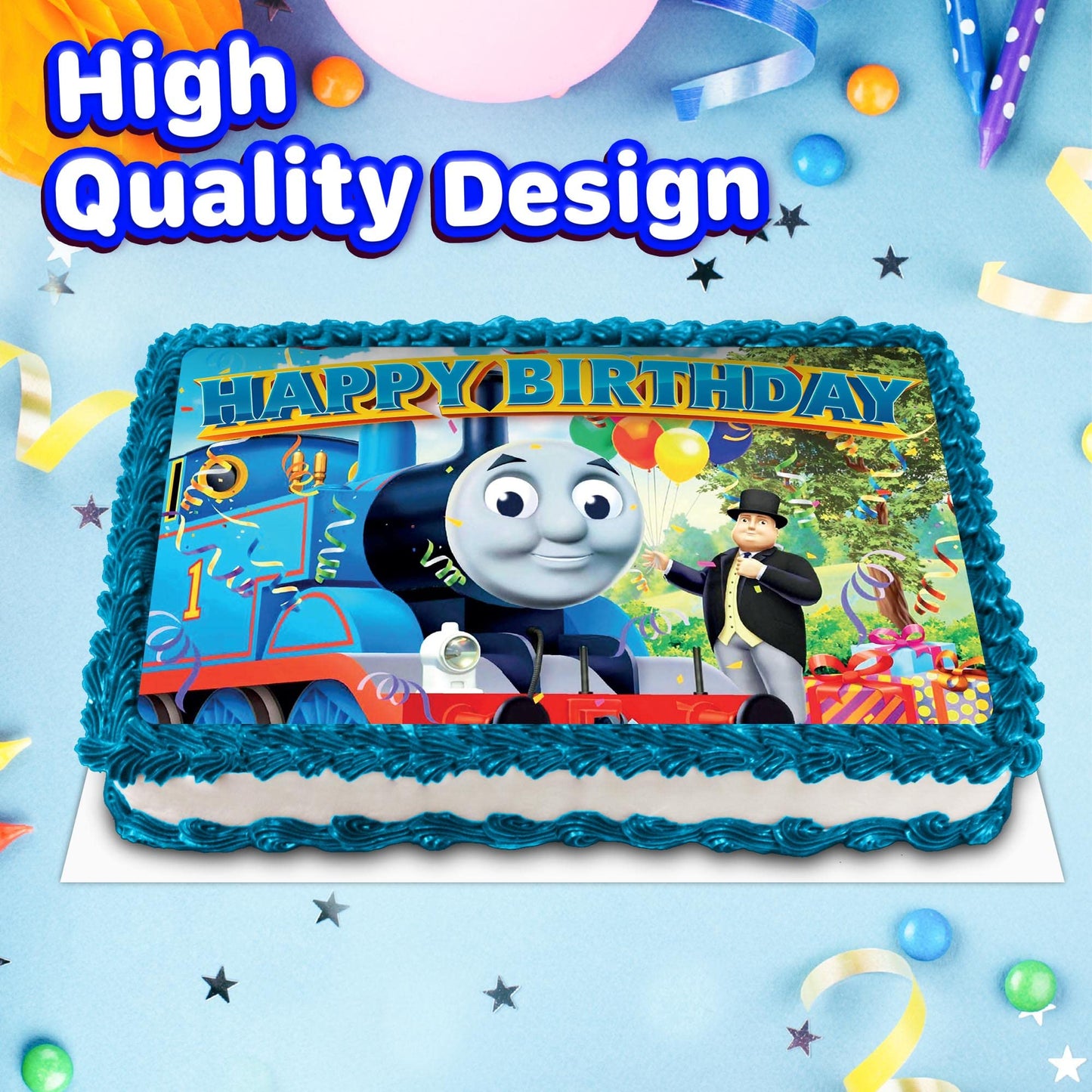 8.3 x 11.7 Inch Edible Square Cake Toppers Thomas The Train