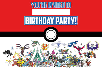 Set of 30 Pokemon Birthday Invitation Cards